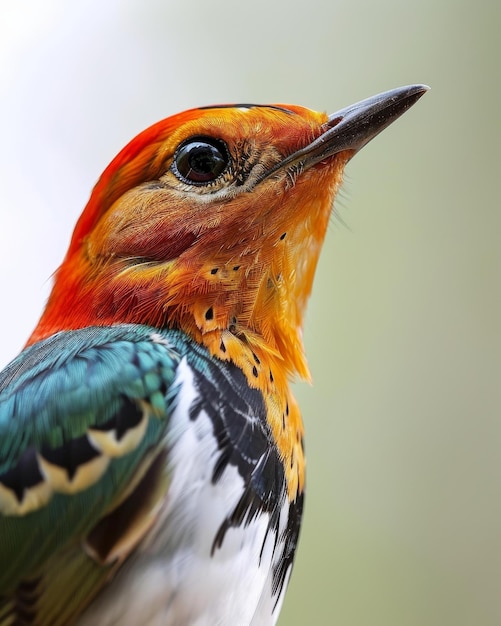 Foto retrato místico de trossos terrestres de cabeça laranja copia o espaço do lado direito