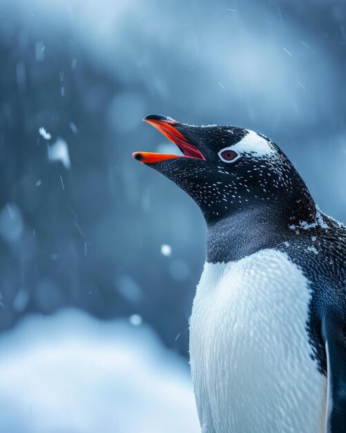 Foto retrato místico do pinguim adelie