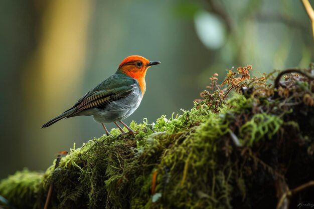 Foto retrato místico de los truchos de tierra de cabeza naranja copia el espacio en el lado derecho fotografía de la cabeza vista de primer plano