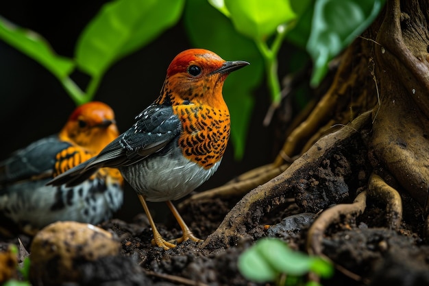 Foto retrato místico de los truchos de tierra de cabeza naranja copia el espacio en el lado derecho fotografía de la cabeza vista de primer plano