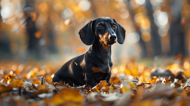 El retrato de la moda del Dachshund