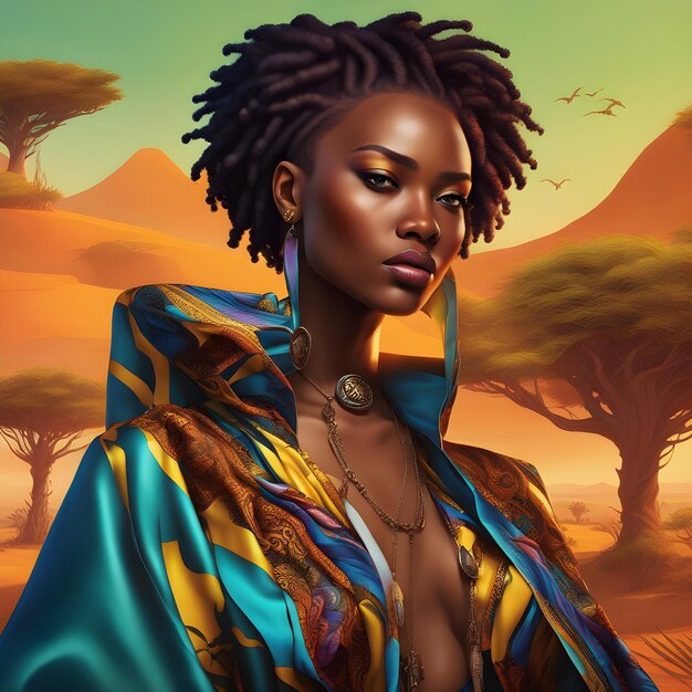 Foto retrato de una modelo africana