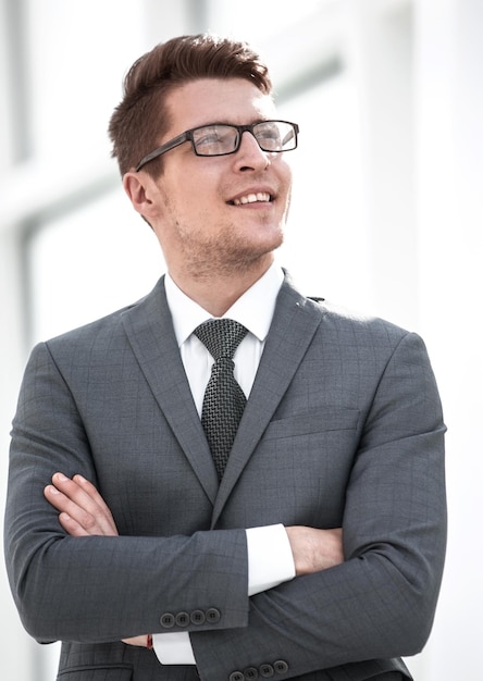 retrato, de, un, moderno, joven, hombre de negocios