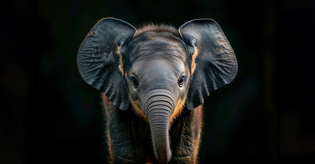 Retrato monocromático de un elefante africano con ojos expresivos