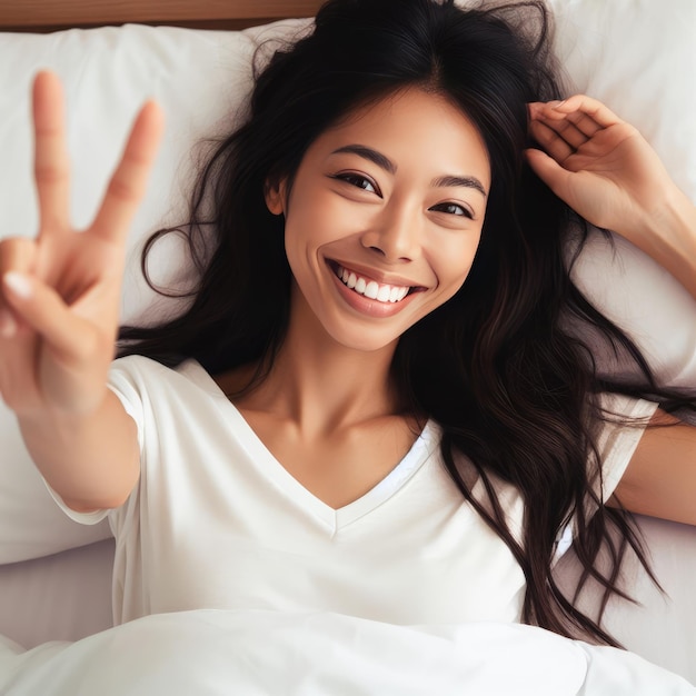 retrato de una mujer acostada en la cama