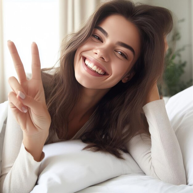 retrato de una mujer acostada en la cama