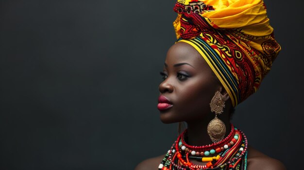 Foto retrato de una mujer africana con accesorios tradicionales