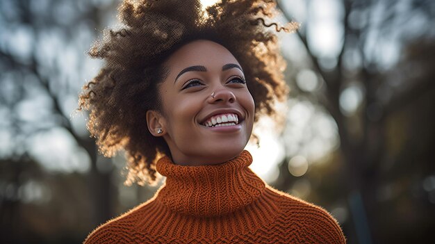 Retrato de una mujer africana feliz