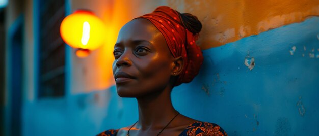 Retrato de una mujer africana Luz de la calle