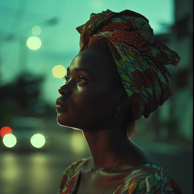 Retrato de una mujer africana Luz de la calle