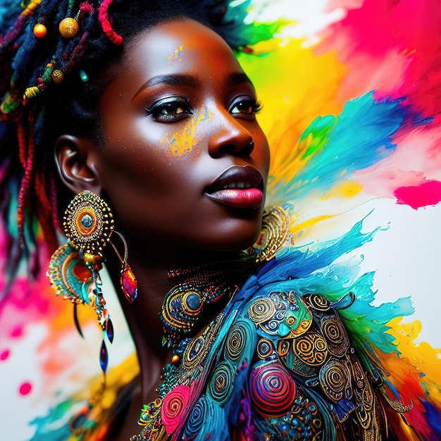 Retrato de mujer afro en tonos abstractos
