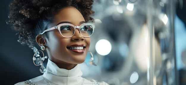 Retrato de una mujer afroamericana con gafas