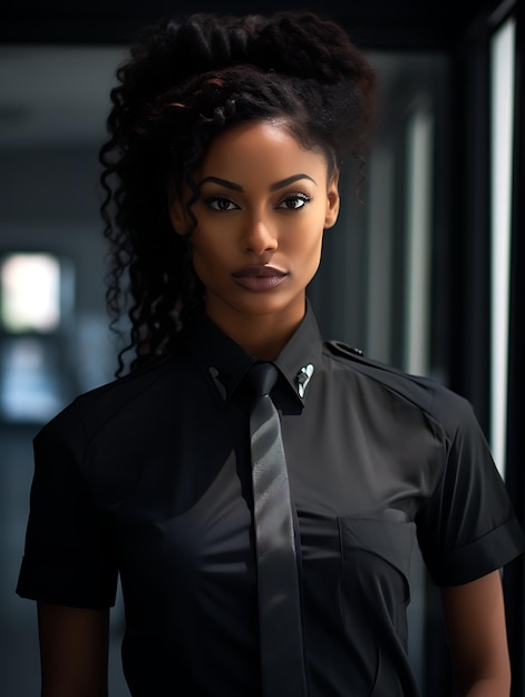 Retrato de mujer afroamericana negra hermosa chica linda fondo de papel tapiz IA generativa atractiva cabello rizado rubia morena mujer de negocios de oficina las mujeres adoran el modelo de fotografía de fotos sexy