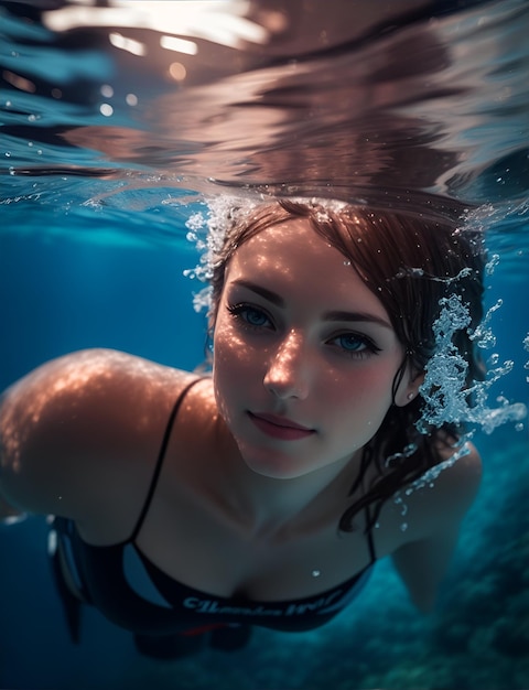 Retrato de una mujer bajo el agua