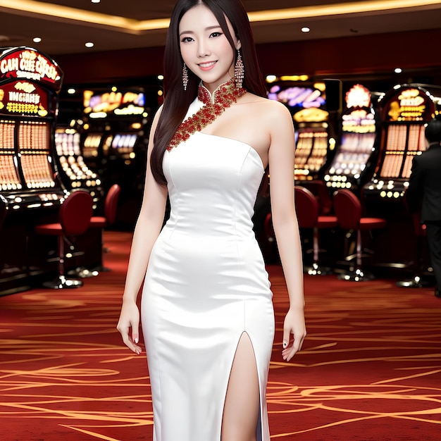 Retrato de mujer asiática en el arte generativo del casino por AI