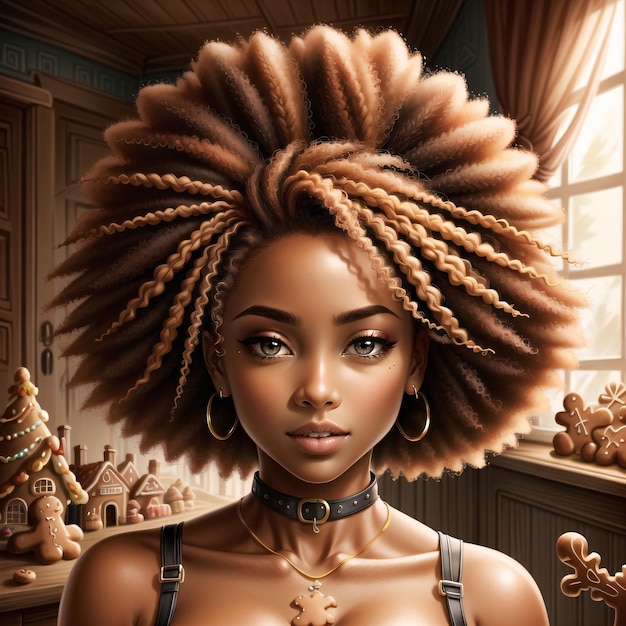 Foto un retrato de una mujer con cabello afro.