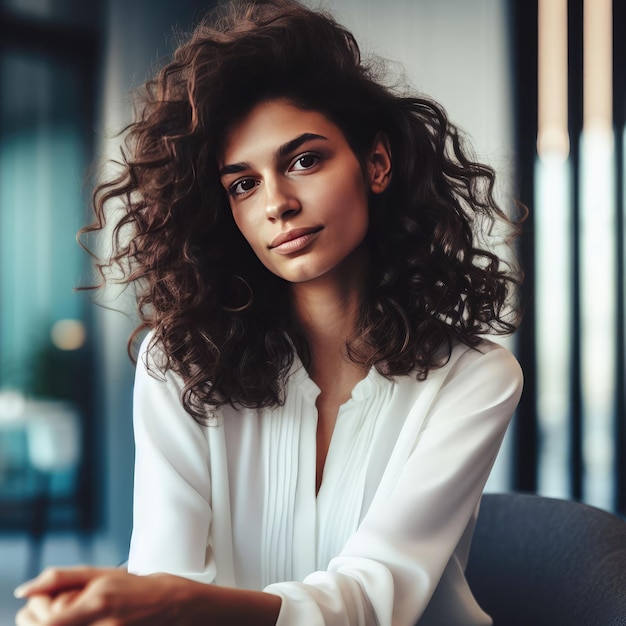 retrato de una mujer con el cabello largo