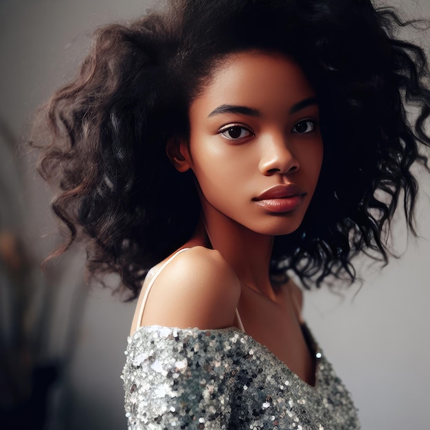 retrato de una mujer con el cabello largo