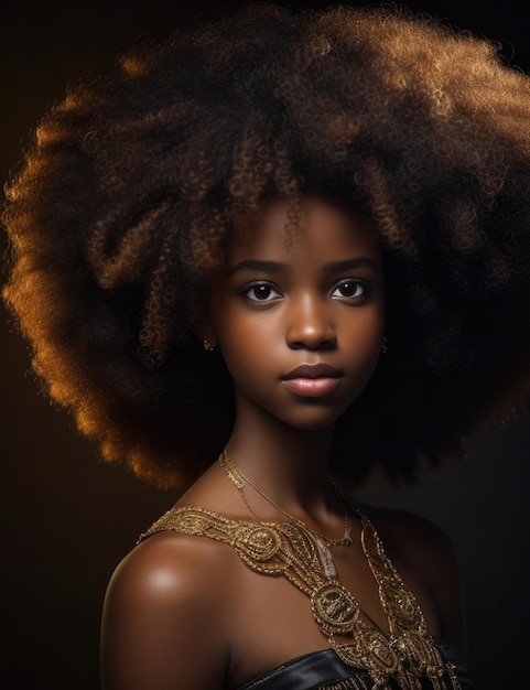 retrato de una mujer con el cabello rizado