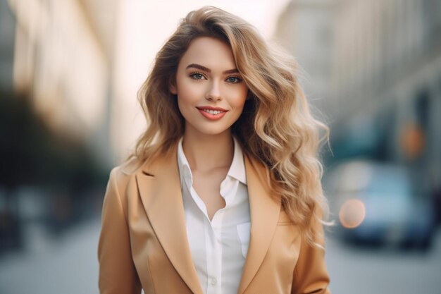 Retrato de una mujer con el cabello rizado