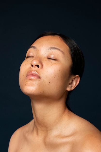 Foto retrato de mujer de cerca