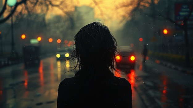 retrato de una mujer en la ciudad