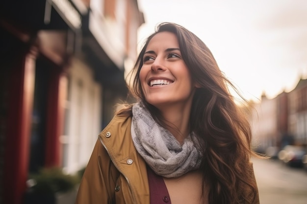 retrato de una mujer complacida de unos 30 años