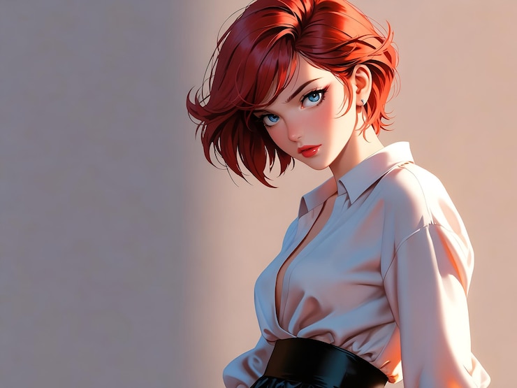 retrato de una mujer en el estilo de anime retro japonés de los años 80 y 90