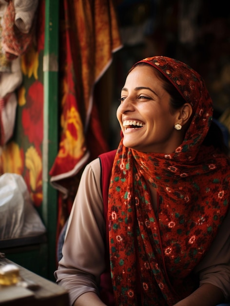 Foto retrato de mujer feliz