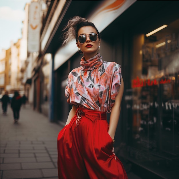 retrato de mujer en el fondo de la ciudad