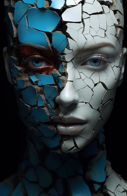 Foto retrato de mujer futurista fantasía portada de libro arte facial