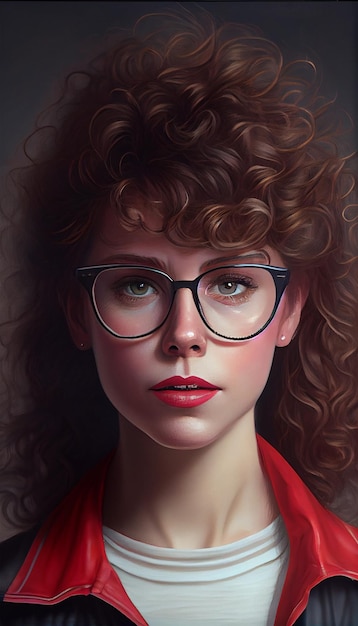 Un retrato de una mujer con gafas.