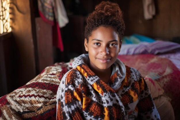 Retrato de una mujer haitiana en una escena de la vida diaria