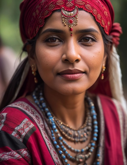 Retrato de mujer hermosa aldea india