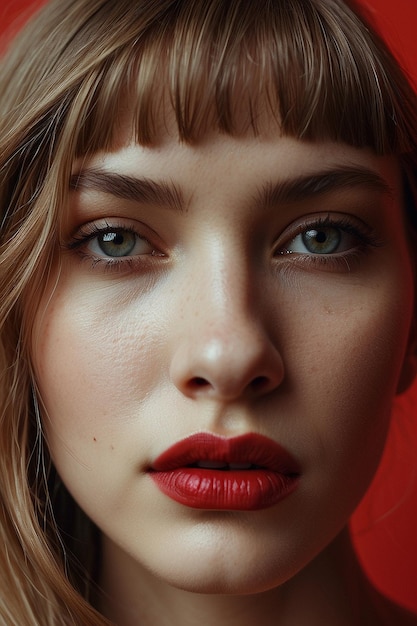 Retrato de una mujer hermosa con el cabello contundente