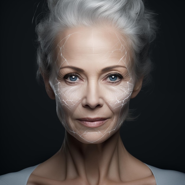 Retrato de una mujer hermosa con una jeringa Concepto de cirugía plástica y cosmetología