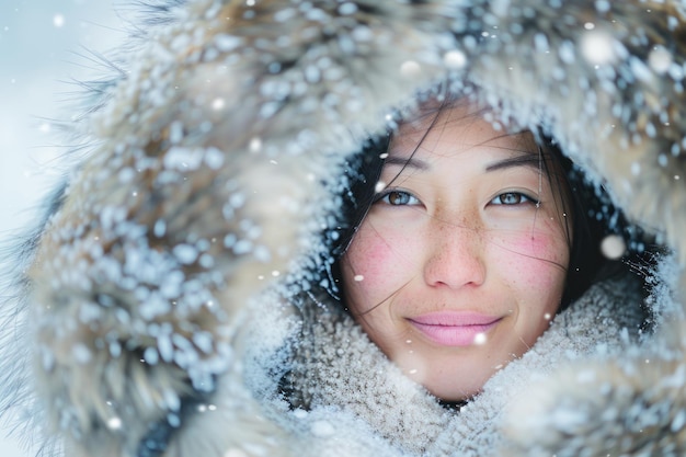 Retrato de una mujer indígena esquima del Ártico