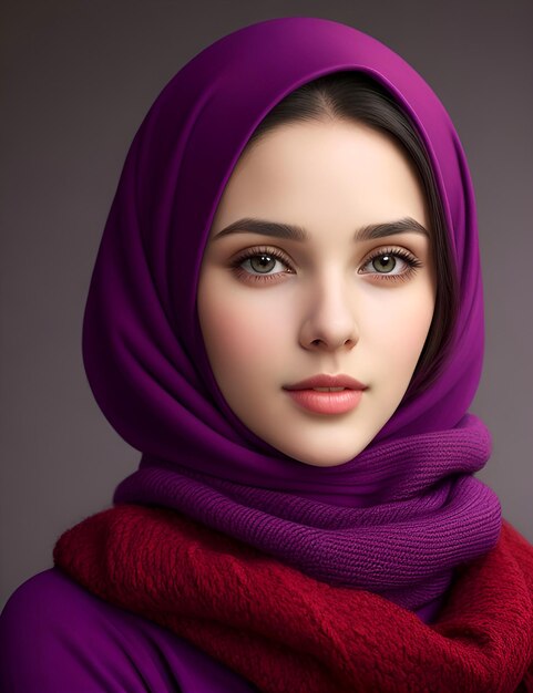 Retrato de una mujer islámica linda mirando a la cámara