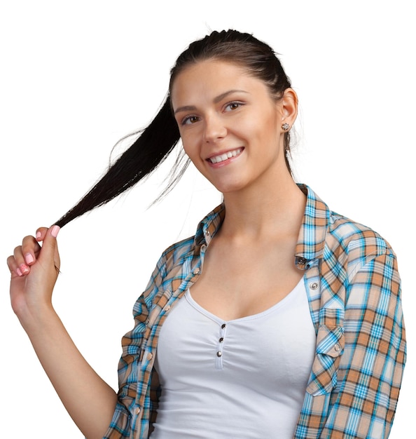 Foto retrato de mujer joven aislado