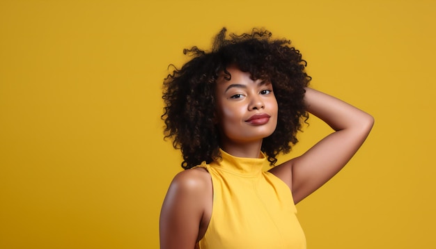 Retrato de una mujer joven en amarillo