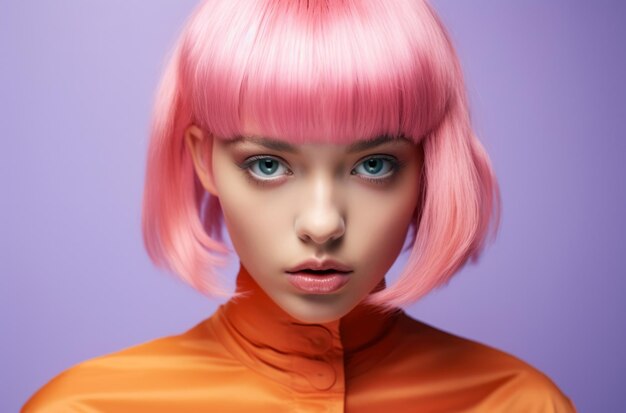 Retrato de una mujer joven atractiva con cabello colorido