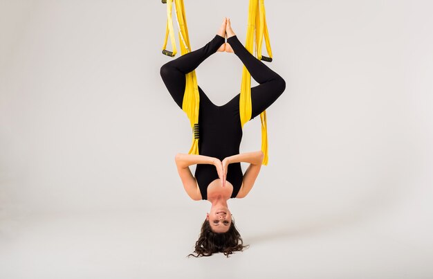 retrato, mujer joven, entrenamiento