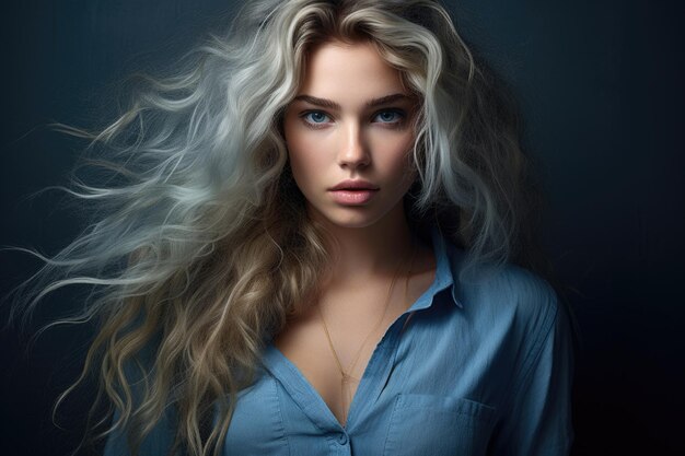 Retrato de una mujer joven y hermosa para el Blue Monday Day