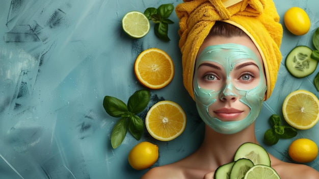 Retrato de una mujer joven y hermosa con concepto de spa de belleza