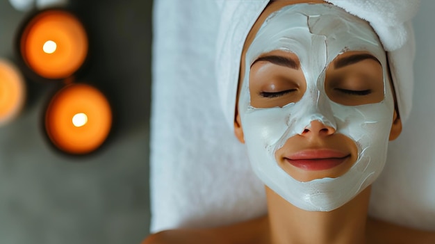 Retrato de una mujer joven y hermosa con concepto de spa de belleza