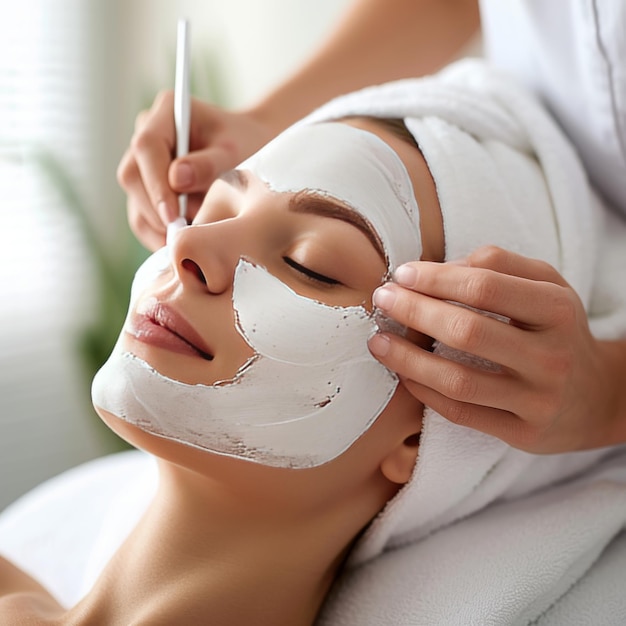 Retrato de una mujer joven y hermosa con concepto de spa de belleza