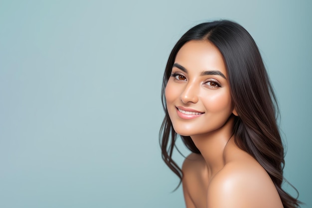 Retrato de mujer joven hermosa con IA generativa de maquillaje de lujo