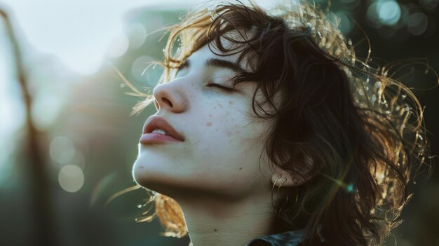 Retrato de una mujer joven en primer plano