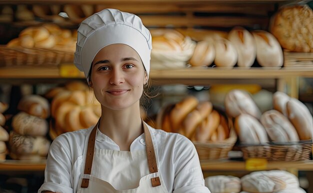 Retrato de una mujer joven que trabaja en su propia panadería mirando a la cámara con una sonrisa de confianza