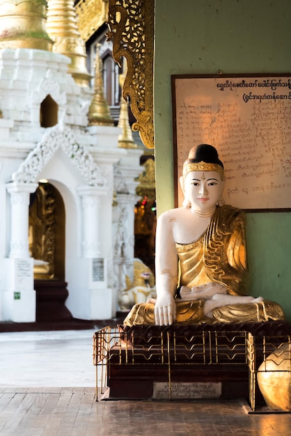 Foto retrato de una mujer joven sentada en el templo